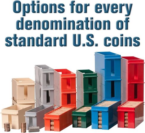 BankSupplies Nickel Large Capacity Coin Storage Box | Blue | 100 Dollar Capacity | Coin Organizer | High Capacity Coin Box | Stackable Rolled Nickel Holder in Saudi Arabia