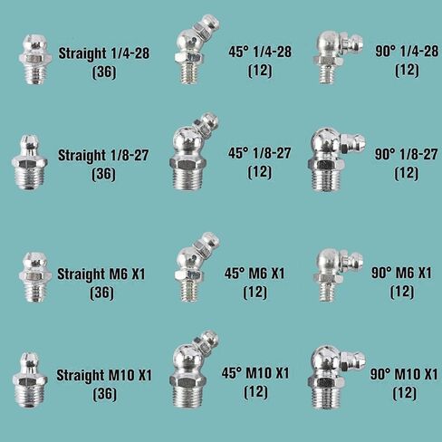 تركيبات الشحوم، 240 قطعة SAE ومجموعة تركيبات الشحوم المترية مع 120 قطعة من أغطية تركيب الشحوم، وتركيبات مسدس الشحوم القياسية مثالية لاستبدال تركيبات زيرك المفقودة أو المكسورة in Kuwait