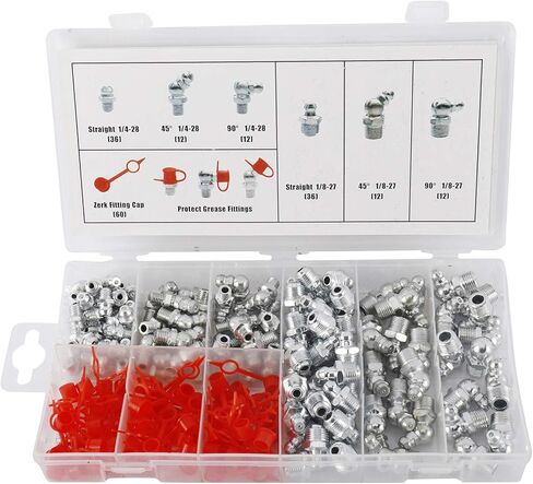 تركيبات الشحوم، 240 قطعة SAE ومجموعة تركيبات الشحوم المترية مع 120 قطعة من أغطية تركيب الشحوم، وتركيبات مسدس الشحوم القياسية مثالية لاستبدال تركيبات زيرك المفقودة أو المكسورة in Kuwait