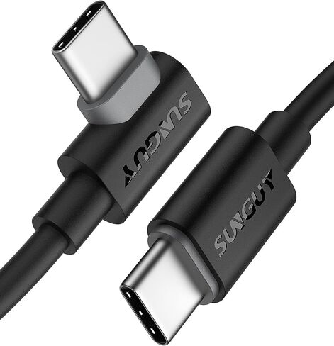 SUNGUY USB-C to USB-C Cable, 2-Pack 1.5FT Right Angle 60W PD USB C Charger Cable for iPhone 15/15 Plus/15 Pro/15 Pro Max, Galaxy S23/S22/S21/Z Fold 3/Note 20, MacBook Air/Pro, iPad Pro 2020 in Saudi Arabia