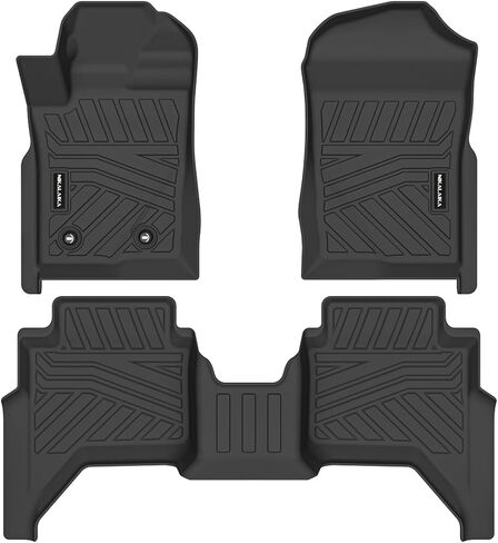 سجادات أرضية لسيارة Ford Ranger SuperCrew 2024، بطانات أرضية مطاطية TPE للحماية من جميع الأحوال الجوية لملحقات Ford Ranger 2024، عديمة الرائحة مضادة للانزلاق، الصف الأول والثاني، أسود in Kuwait