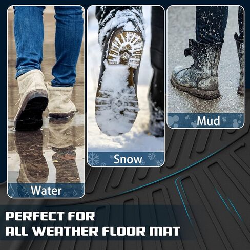 سجادات أرضية لسيارة Ford Ranger SuperCrew 2024، بطانات أرضية مطاطية TPE للحماية من جميع الأحوال الجوية لملحقات Ford Ranger 2024، عديمة الرائحة مضادة للانزلاق، الصف الأول والثاني، أسود in Kuwait