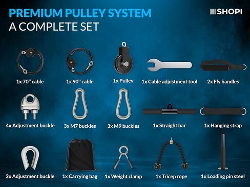 صالة الألعاب الرياضية بنظام رفع الأثقال - معدات اللياقة البدنية المنزلية المدمجة لتمارين الجسم بالكامل - مادة شديدة التحمل M7، M9 أبازيم - كابل مقاومة قابل للتعديل in Kuwait