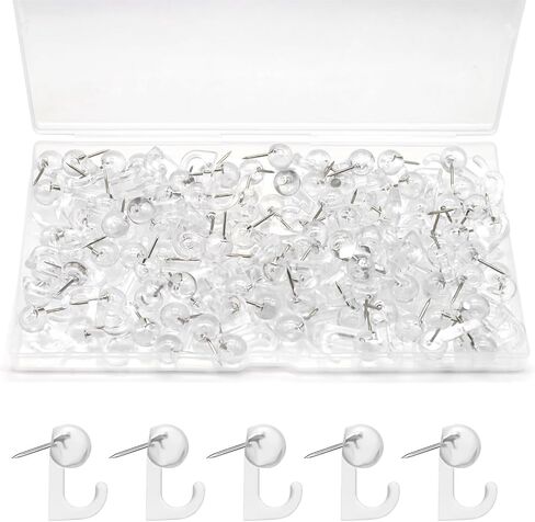 100 قطعة من خطافات دبابيس الدفع من K&janet6am، مسامير دبابيس برؤوس بلاستيكية، مسامير إبهام حائطية شفافة، دبابيس دفع شفافة لجدار القماش، تقويم صور خريطة لوحة إعلانات الفلين، اللوازم المدرسية للمكتب المنزلي in Kuwait