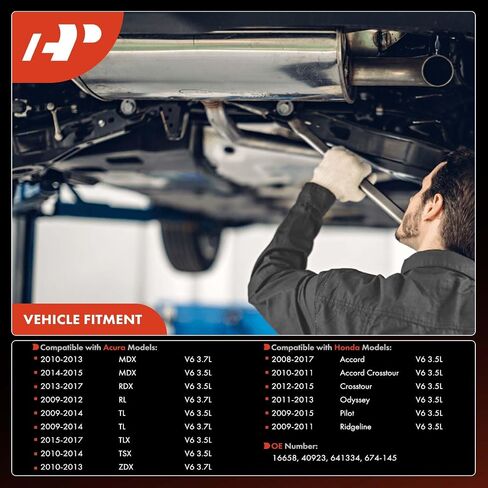 طقم المحول الحفاز الأمامي الأيسر A-Premium متوافق مباشرة مع Honda Accord 2010-2017، Pilot، Odyssey، Ridgeline، Crosstour & Acura MDX، RDX، TLX، TSX، TL، ZDX، RL، 3.5L 3.7L، متوافق مع EPA in Saudi Arabia