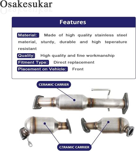 محول حفاز عالي التدفق على طراز المصنع متوافق مع 2009-2017 شيفروليه ترافيرس/2008-2017 بويك إنكليف/2007-2017 جي إم سي أكاديا/2007-2010 ساتورن أوتلوك 3 قطع (متوافق مع وكالة حماية البيئة) in Kuwait