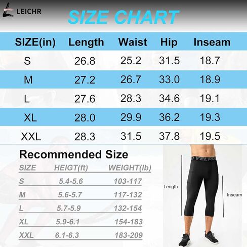 Men's 3/4 Compression Pants, Capri Leggings with Pocket, Athletic Basketball Tights, Sport Running Dry Fit Gym Base Layer in Kuwait
