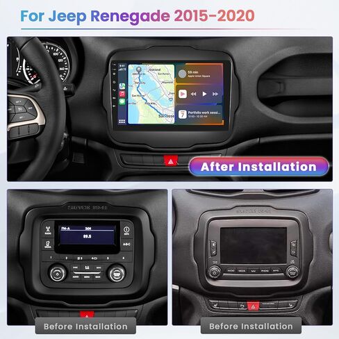 لسيارة Jeep Renegade 2015-2020 Android 13 سيارة ستيريو لاسلكية Apple Carplay، 2+64 جيجابايت 9 بوصة IPS تعمل باللمس مستقبل راديو السيارة مع نظام ملاحة GPS FM بلوتوث واي فاي HiFi EQ in Kuwait