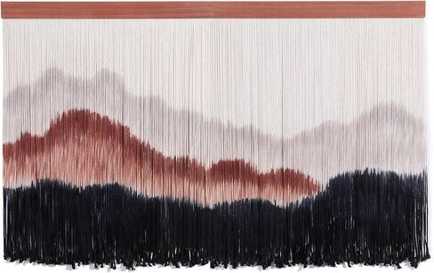 لوحة جدارية كبيرة من ANMINY معلقة على وتد خشبي من القطن الطبيعي البوهيمي، حبل منسوج من القطن الطبيعي، نسيج مصبوغ بغمس جبل فارواي بوهو ماكرامي لديكور المنزل - إجمالي 59 بوصة عرض × 35 بوصة طول in Kuwait