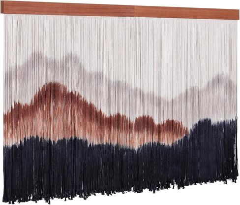 لوحة جدارية كبيرة من ANMINY معلقة على وتد خشبي من القطن الطبيعي البوهيمي، حبل منسوج من القطن الطبيعي، نسيج مصبوغ بغمس جبل فارواي بوهو ماكرامي لديكور المنزل - إجمالي 59 بوصة عرض × 35 بوصة طول in Kuwait