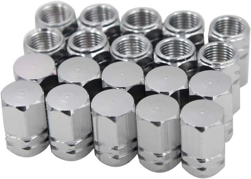 EuTengHao 20 قطعة غطاء صمام جذعي للإطارات من سبائك الألومنيوم عجلة السيارات غطاء صمام الهواء لإطارات السيارات والمركبات الآلية (فضي) in Kuwait