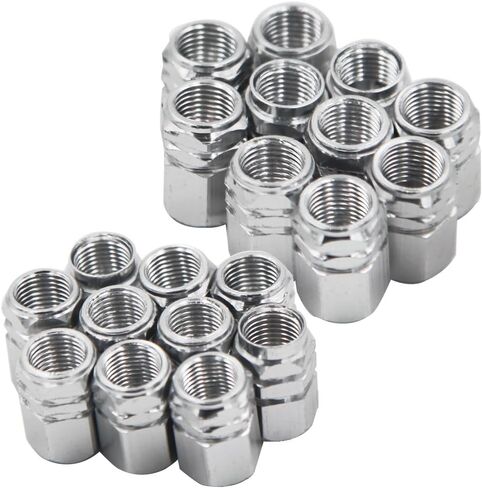 EuTengHao 20 قطعة غطاء صمام جذعي للإطارات من سبائك الألومنيوم عجلة السيارات غطاء صمام الهواء لإطارات السيارات والمركبات الآلية (فضي) in Kuwait