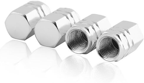 EuTengHao 20 قطعة غطاء صمام جذعي للإطارات من سبائك الألومنيوم عجلة السيارات غطاء صمام الهواء لإطارات السيارات والمركبات الآلية (فضي) in Kuwait