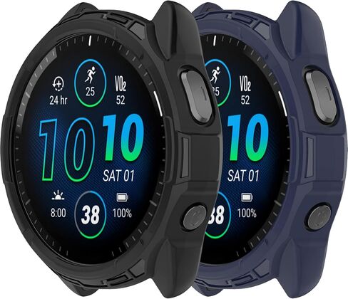 Cover Compatible with Garmin Forerunner 965 Case Soft TPU Anti-Scratch Bezel Bumper Frame Coverage Protective Shell Watch Accessories(Black&Black) in Kuwait