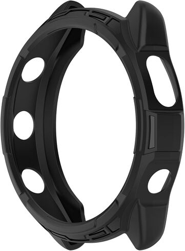 Cover Compatible with Garmin Forerunner 965 Case Soft TPU Anti-Scratch Bezel Bumper Frame Coverage Protective Shell Watch Accessories(Black&Black) in Kuwait