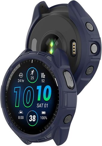 Cover Compatible with Garmin Forerunner 965 Case Soft TPU Anti-Scratch Bezel Bumper Frame Coverage Protective Shell Watch Accessories(Black&Black) in Kuwait