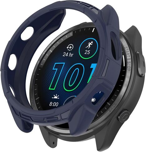 Cover Compatible with Garmin Forerunner 965 Case Soft TPU Anti-Scratch Bezel Bumper Frame Coverage Protective Shell Watch Accessories(Black&Black) in Kuwait