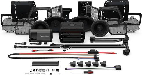 مجموعة الصوت Rockford Fosgate HD14-PMX-STG3: جهاز استقبال مباشر PMX، ومكبرات صوت Fairing، ومجموعة تثبيت أمبير بقدرة 800 واط، ومجموعة سماعات Saddlebag لاختيار موديلات Harley-Davidson Road Glide وStreet Glide لعام 2014+ in Saudi Arabia