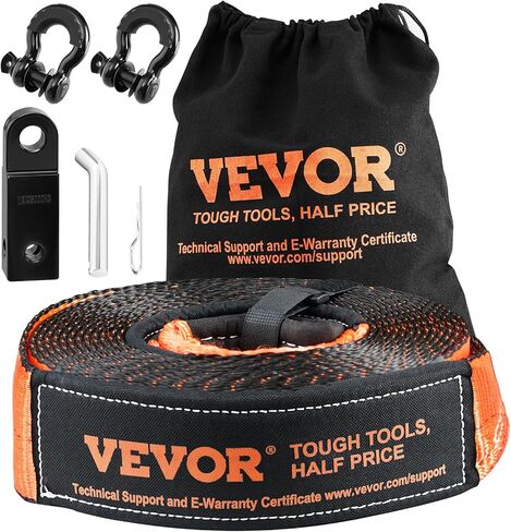 مجموعة VEVOR للاسترداد على الطرق الوعرة، 3 بوصات × 30 بوصة، أشرطة سحب شديدة التحمل مع خطافات 30000 رطل، مجموعة أشرطة ونش، 44092 رطلًا من الأغلال على شكل حرف D، جهاز استقبال الأصفاد، بكرة كتلة الخطف، قفازات، حقيبة تخزين لسيارة جيب ATV in Saudi Arabia
