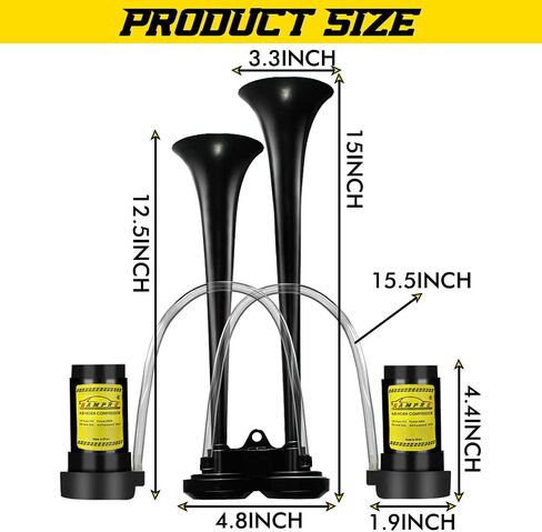 12 فولت بوق هوائي زنك بوق شاحنة بوق هوائي مع ضاغط لأي مركبات 12 فولت شاحنات لوريس قطارات قوارب سيارات in Kuwait