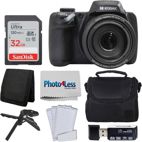حزمة الكاميرا الرقمية Kodak PIXPRO AZ528 (أسود) مع بطاقة ذاكرة 32 جيجابايت + حافظة كاميرا + محفظة بطاقة الذاكرة + واقيات الشاشة + الملحقات in Saudi Arabia
