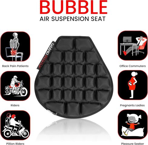 وسادة مقعد هوائية للدراجة النارية من جراند بيتستوب مع وسادات هوائية فقاعية قابلة للنفخ مع غطاء شبكي مسامي وقاعدة مضادة للانزلاق متوافقة مع دراجة نارية كروزر in Kuwait