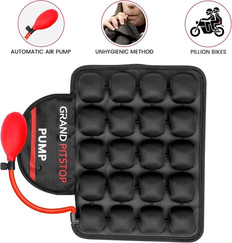 GRAND PITSTOP Motorcycle Air Seat Cushion with Inflatable Bubble Air Pads with Breathable Mesh Cover & Non-Skid Bottom Compatible for Cruiser Motorcycle in Saudi Arabia