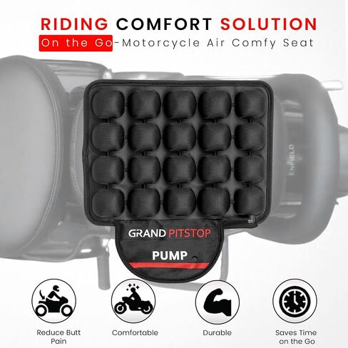 GRAND PITSTOP Motorcycle Air Seat Cushion with Inflatable Bubble Air Pads with Breathable Mesh Cover & Non-Skid Bottom Compatible for Cruiser Motorcycle in Saudi Arabia