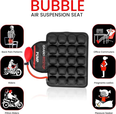 GRAND PITSTOP Motorcycle Air Seat Cushion with Inflatable Bubble Air Pads with Breathable Mesh Cover & Non-Skid Bottom Compatible for Cruiser Motorcycle in Saudi Arabia
