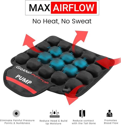 GRAND PITSTOP Motorcycle Air Seat Cushion with Inflatable Bubble Air Pads with Breathable Mesh Cover & Non-Skid Bottom Compatible for Cruiser Motorcycle in Saudi Arabia