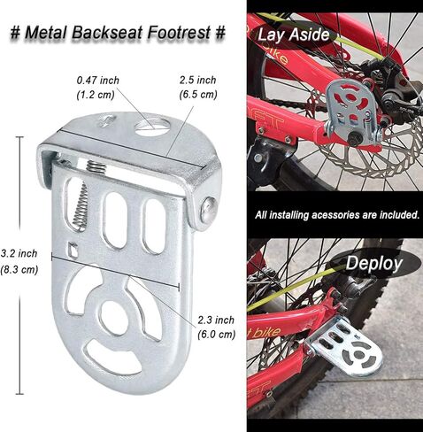 وسادة المقعد الخلفي للدراجة مع مسند ظهر آمن + درابزين مسند ذراع للمقعد الخلفي + مساند قدم مخفية قابلة للطي للدراجة + جرس مقود (مجموعة عالمية لركوب الدراجات مع مجموعة أدوات إصلاح)، أبيض in Kuwait