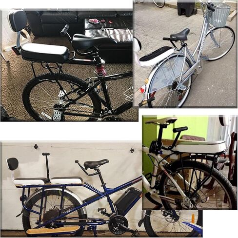 وسادة المقعد الخلفي للدراجة مع مسند ظهر آمن + درابزين مسند ذراع للمقعد الخلفي + مساند قدم مخفية قابلة للطي للدراجة + جرس مقود (مجموعة عالمية لركوب الدراجات مع مجموعة أدوات إصلاح)، أبيض in Kuwait