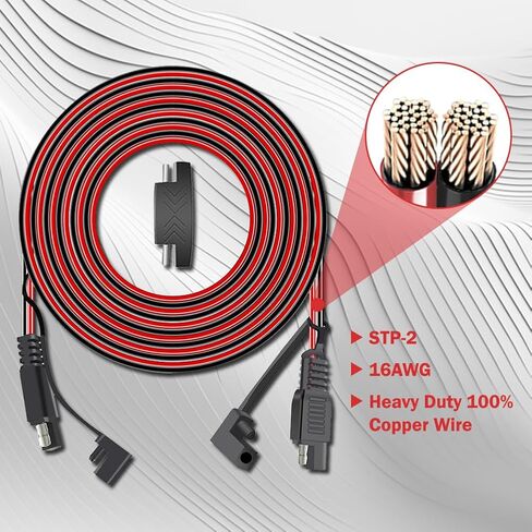 SAE كابل تمديد 16 مقياس، 25FT SAE تمديد الحبل الثقيلة 16AWG فصل سريع موصل SAE 2Pin للسيارات، لوحة للطاقة الشمسية، البطارية، دراجة نارية، سيارات، RV in Kuwait