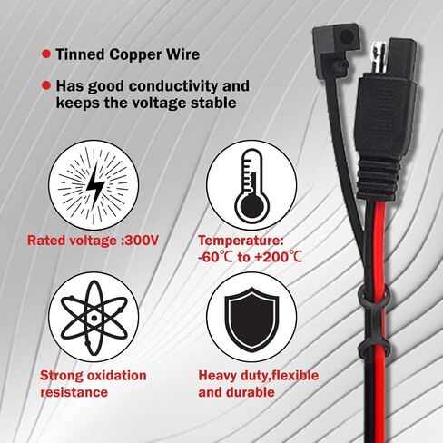 SAE كابل تمديد 16 مقياس، 25FT SAE تمديد الحبل الثقيلة 16AWG فصل سريع موصل SAE 2Pin للسيارات، لوحة للطاقة الشمسية، البطارية، دراجة نارية، سيارات، RV in Kuwait