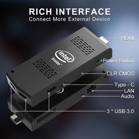 PC Stick with Intel Celeron J4125 Windows 11 Pro 8GB DDR4 128GB SSD Mini Computer Stick Support UHD 4K 60Hz WiFi 2.4G/5G Gigabit Ethernet BT 4.2 in Saudi Arabia