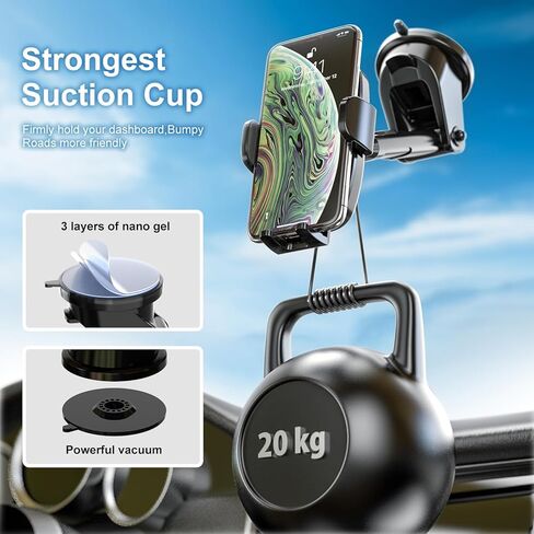 Car Phone Holder Dashboard Mount, Universal Long Arm Suction Cup Cell Phone Holder for Car Dash & Windshield & Air Vent in Kuwait