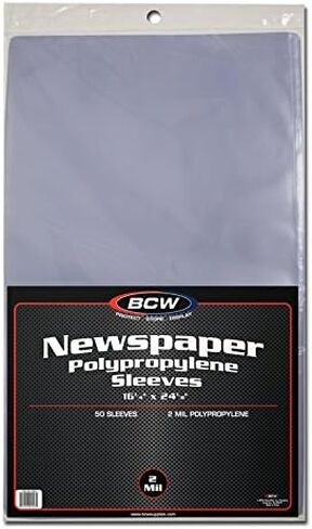 أكمام الصحف BCW مقاس 16 × 24 (50 قيراطًا) | واقيات أوراق أرشيفية عالية الجودة خالية من الأحماض للصحف القابلة للتحصيل | حماة الصحف لهواة الجمع | أكمام لحفظ الصحف من البلاستيك الشفاف… in Saudi Arabia