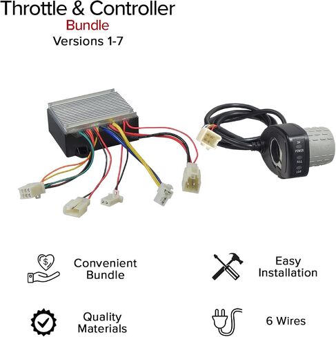 AlveyTech 6-Wire Throttle & Controller Bundle (Versions 1-7) 201C6-3A/HB2430TYD-FS - Fits The Razor Pocket Mod Blossom, Betty, Bistro, Bella, Chrissy, Daisy Electric Scooter, Mini Bike Cable Kit in Saudi Arabia