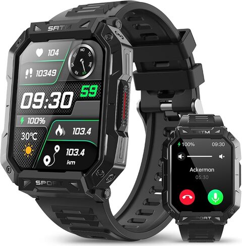 ساعة ذكية للرجال والنساء مع مكالمة بلوتوث، 2 بوصة قرص DIY مع معدل ضربات القلب والأكسجين في الدم ومتتبع اللياقة البدنية أثناء النوم وإخطار الطقس و100 وضع رياضي لهاتف Android iOS in Kuwait