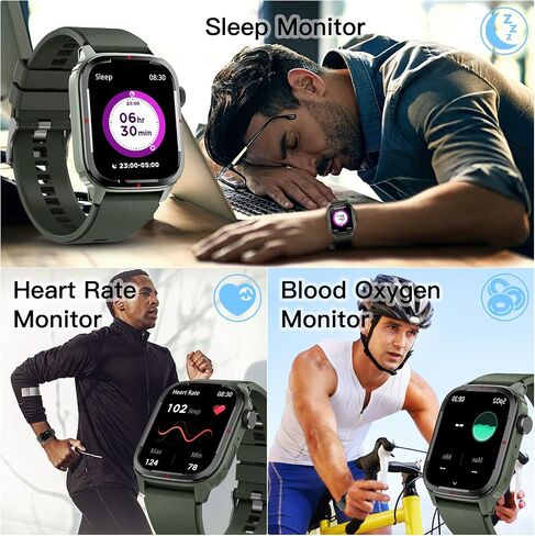 Smart Watch, 1.91-Inch Touch Screen Smartwatch with Text Notification, Make/Answer Calls, Heart Rate, Blood Oxygen, and Activity Trackers - Compatible with iPhone and Android, for Men (Black) in Saudi Arabia