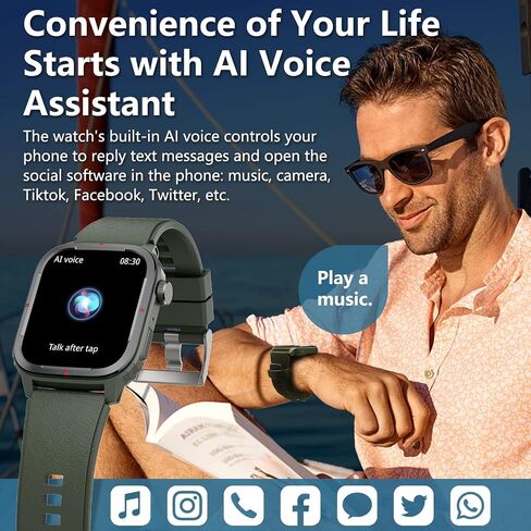 Smart Watch, 1.91-Inch Touch Screen Smartwatch with Text Notification, Make/Answer Calls, Heart Rate, Blood Oxygen, and Activity Trackers - Compatible with iPhone and Android, for Men (Black) in Saudi Arabia