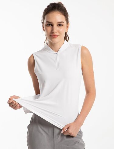 FitsT4 قمصان جولف نسائية رياضية خفيفة الوزن بدون أكمام للتنس سريعة الجفاف، قمصان بسحاب للتمرين in Kuwait