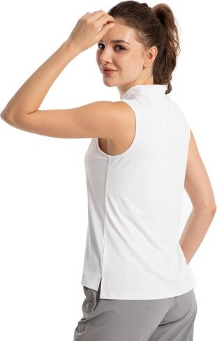 FitsT4 قمصان جولف نسائية رياضية خفيفة الوزن بدون أكمام للتنس سريعة الجفاف، قمصان بسحاب للتمرين in Kuwait