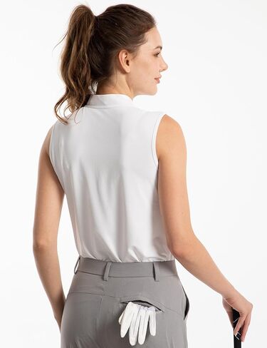 FitsT4 قمصان جولف نسائية رياضية خفيفة الوزن بدون أكمام للتنس سريعة الجفاف، قمصان بسحاب للتمرين in Kuwait