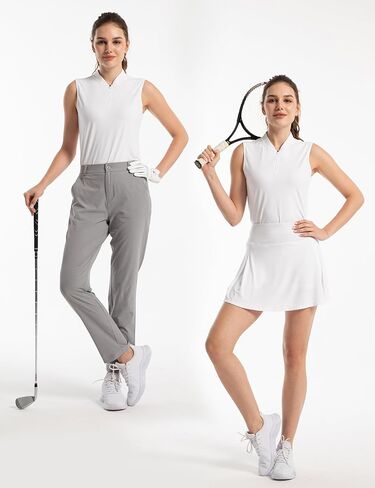 FitsT4 قمصان جولف نسائية رياضية خفيفة الوزن بدون أكمام للتنس سريعة الجفاف، قمصان بسحاب للتمرين in Kuwait