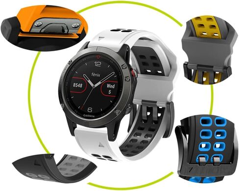 سوار سيليكون متوافق مع Garmin Fenix ​​7/7 Pro/6/6 Pro/5/5 Plus، 22 مم سريع التركيب من السيليكون الناعم المسامي، سوار بديل لـ Garmin Forerunner 965/955/945/945 LTE/935/745 in Saudi Arabia