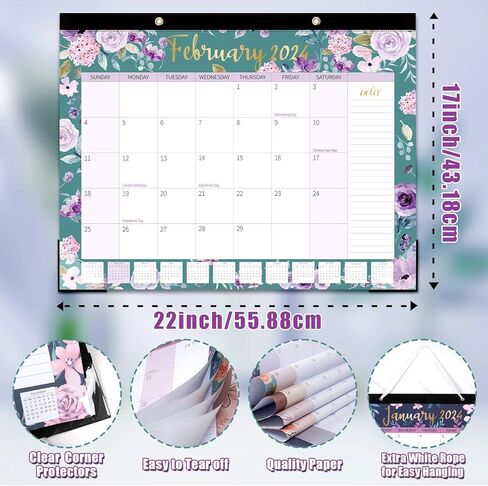تقويم مكتب كبير من GuassLee 2024-2025 - 22 × 17 بوصة، تقويم ورقي لمدة 18 شهرًا يعمل من يناير 2024 إلى يونيو 2025، مع ورق سميك، تصميم قابل للتمزيق، كتل كبيرة مسطرة يوميًا لسهولة التخطيط in Kuwait