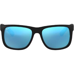 Ray-Ban RB4165F Justin Low Bridge Fit Rectangular Sunglasses, Rubber Black/Clear, 55 mm in Kuwait