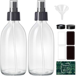 Empty Amber Glass Spray Bottles 8.8oz, 2 Pack Empty Spray Bottle for Essential Oils, Small Glass Bottles for Cleaning Solutions, Plants, with Durable Nozzle, Labels, Funnel in Kuwait