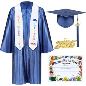 Mukum Kindergarten Graduation Cap and Gown Set with Tassel 2023 2024 Charms Graduations Stoles for Kid Preschool Kindergarten Wine in Kuwait